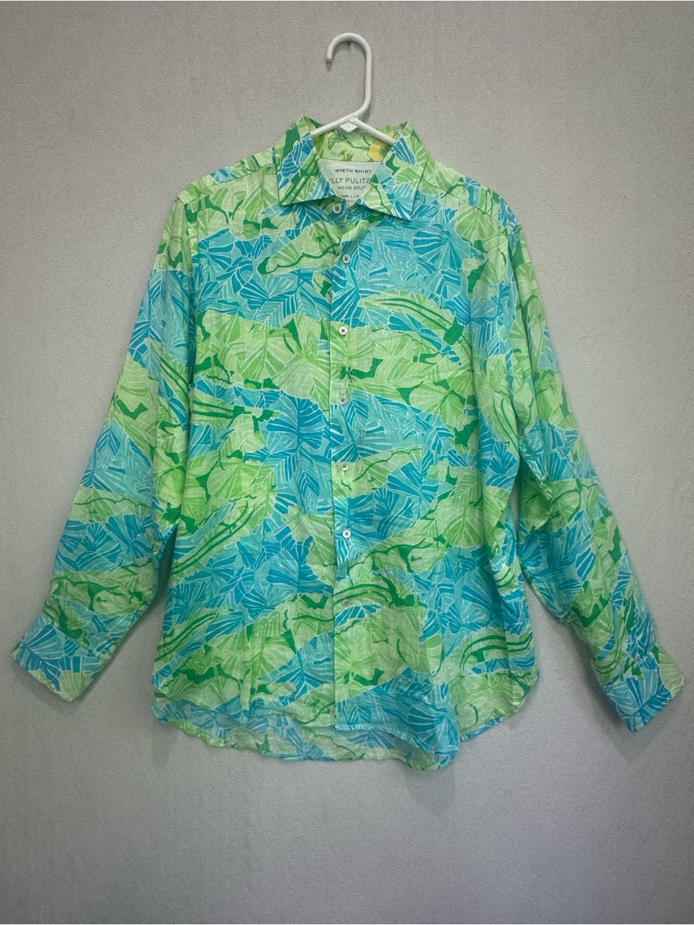 Lilly Pulitzer Wyeth Men's Stuff 100% Linen Shirt Button-Up Sz M